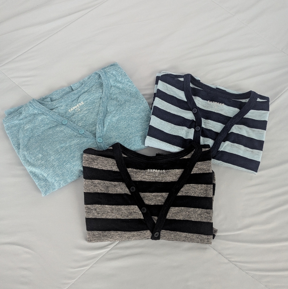 Express Striped Henley Bundle Size Large